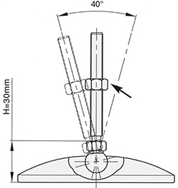 Schéma 1 + Base métallique pour pied de 40° 
avec trous 