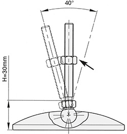 Schéma 1 + Base métallique pour pied de 40° 
avec trous 