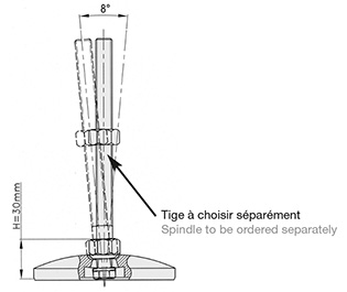 Schéma 1 + Base métallique pour pied de 8° 
avec trous 