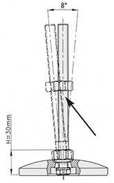 Schéma 1 + Base plastique pour pied de 8° 
avec avant trous 