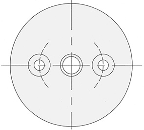 Schéma 2 + Base métallique pour pied de 8° 
avec trous 