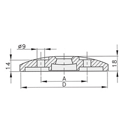 Schéma 3 + Base métallique pour pied de 8° 
avec trous 