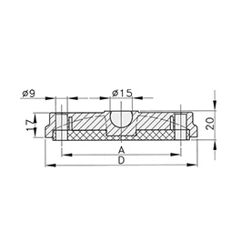 Schéma 4 + Base plastique pour pied de 40° 
avec avant trous 