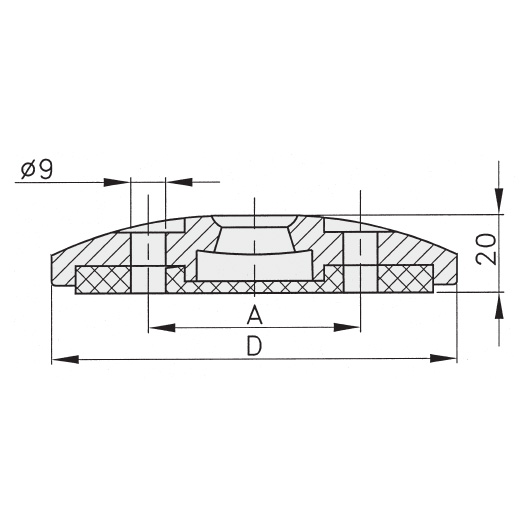 Schéma 4 + Base métallique pour pied de 8° 
avec trous 