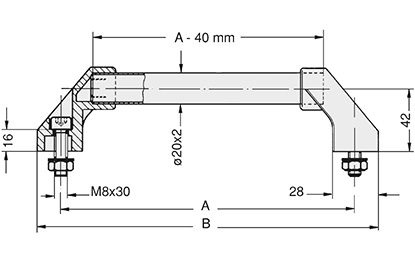 Schéma 1 + Poignée DB 
avec tube aluminium de diam. 20mm 