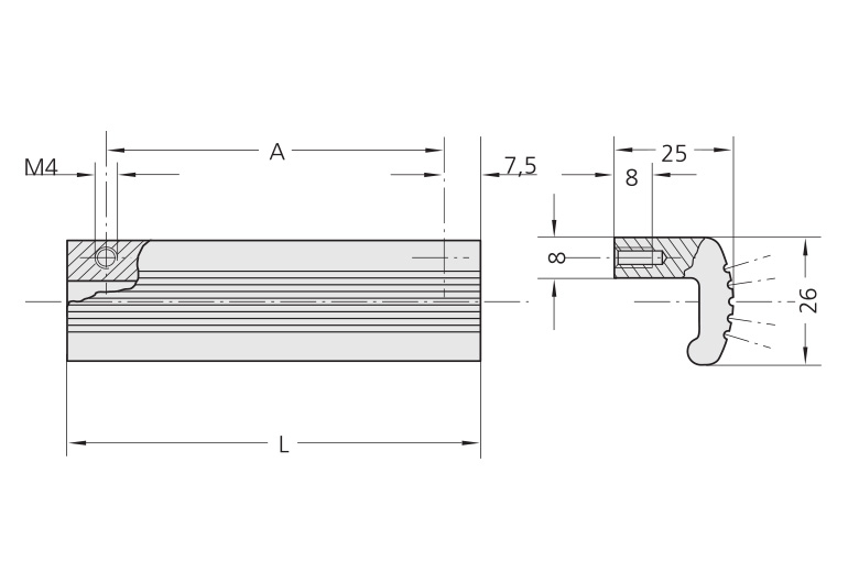 Schéma 2 + Poignée PR 
en aluminium 