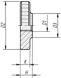 Schéma 1 + Ecrou moleté 
version basse DIN 467 en acier ou inox 