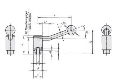 Schéma 1 + Manette indexable de sécurité 
en acier 