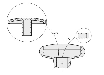 Schéma 1 + Bouton AE 
en plastique composite 