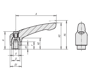 Schéma 2 + Manette indexable 
en zamac 