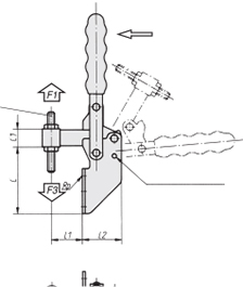 Schéma 1 + Sauterelle verticale 
à broche fixe 