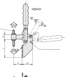 Schéma 1 + Sauterelle verticale 
à broche fixe 