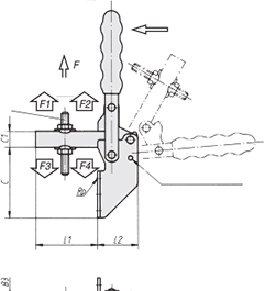 Schéma 1 + Sauterelle verticale 
à pied angulaire 