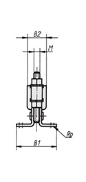 Schéma 2 + Sauterelle horizontale 
à pied en équerre et broche réglable 
