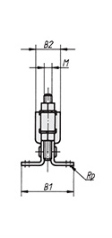 Schéma 2 + Sauterelle horizontale 
à pied en équerre et broche réglable 