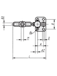 Schéma 2 + Sauterelle verticale 
à pied en équerre et broche réglable 