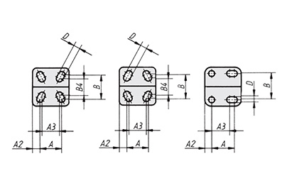 Schéma 3 + Sauterelle verticale 
à pied équerre et broche fixe 