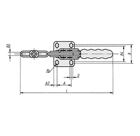 Schéma 3 + Sauterelle horizontale 
à pied en équerre et broche réglable 