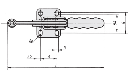 Schéma 3 + Sauterelle horizontale 
à pied en équerre er broche fixe 